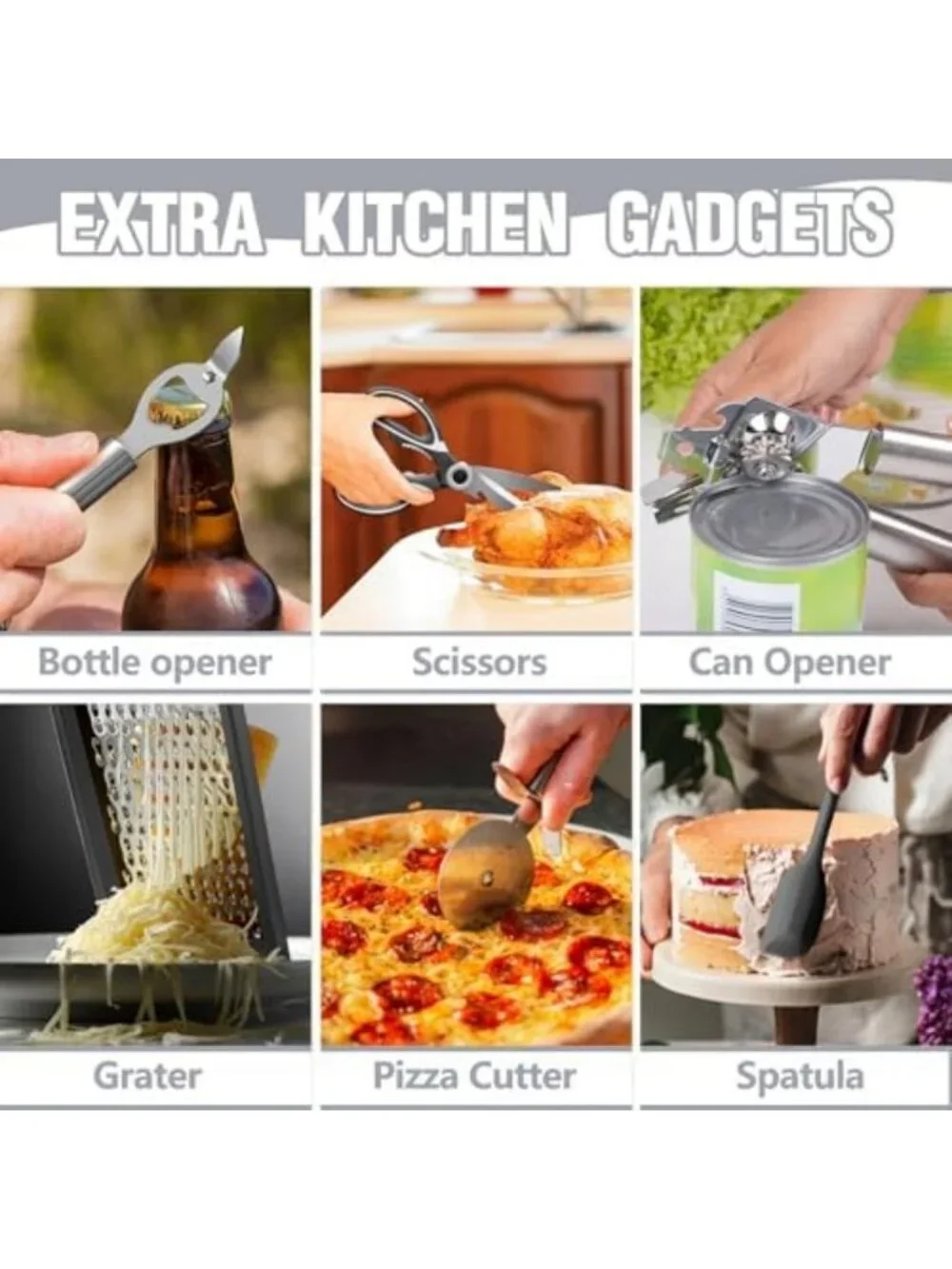 34PCS Silicone Kitchen Utensil Set - Heat Resistant Gadgets & Tools with Grater